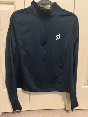 Peloton Long-Sleeve Quarter Zip with Thumb Holes—Dark Green